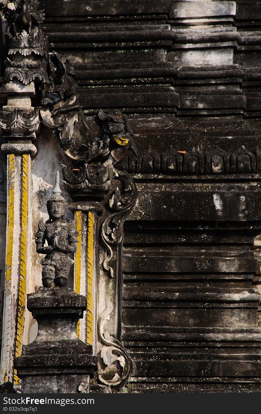 Lanna ancient wall in thai temple