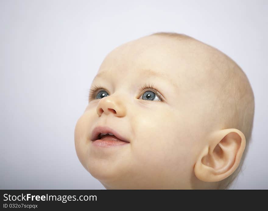 Baby face close-up. Shallow DOF