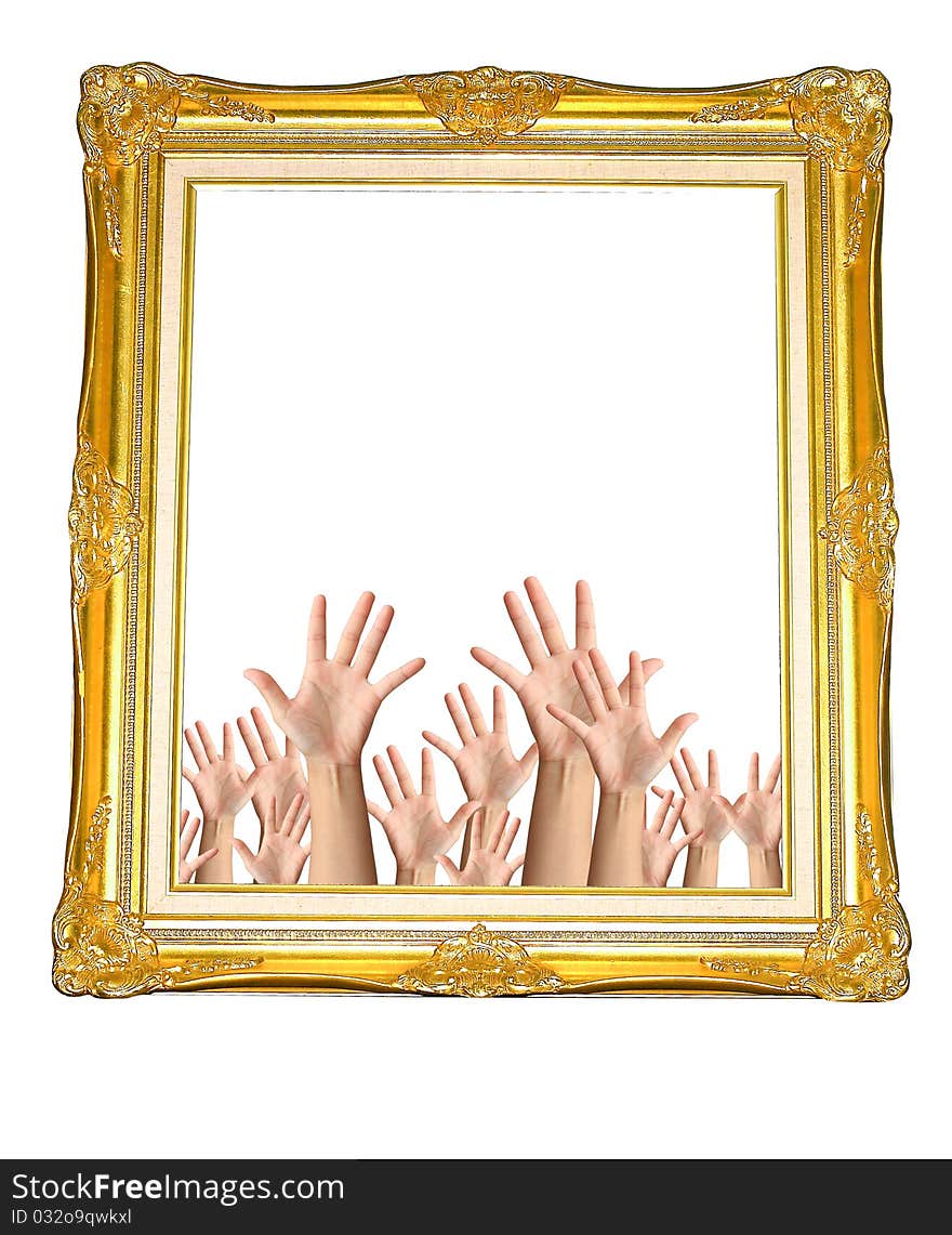 Photo Frame in the hands isolated on white background. Photo Frame in the hands isolated on white background