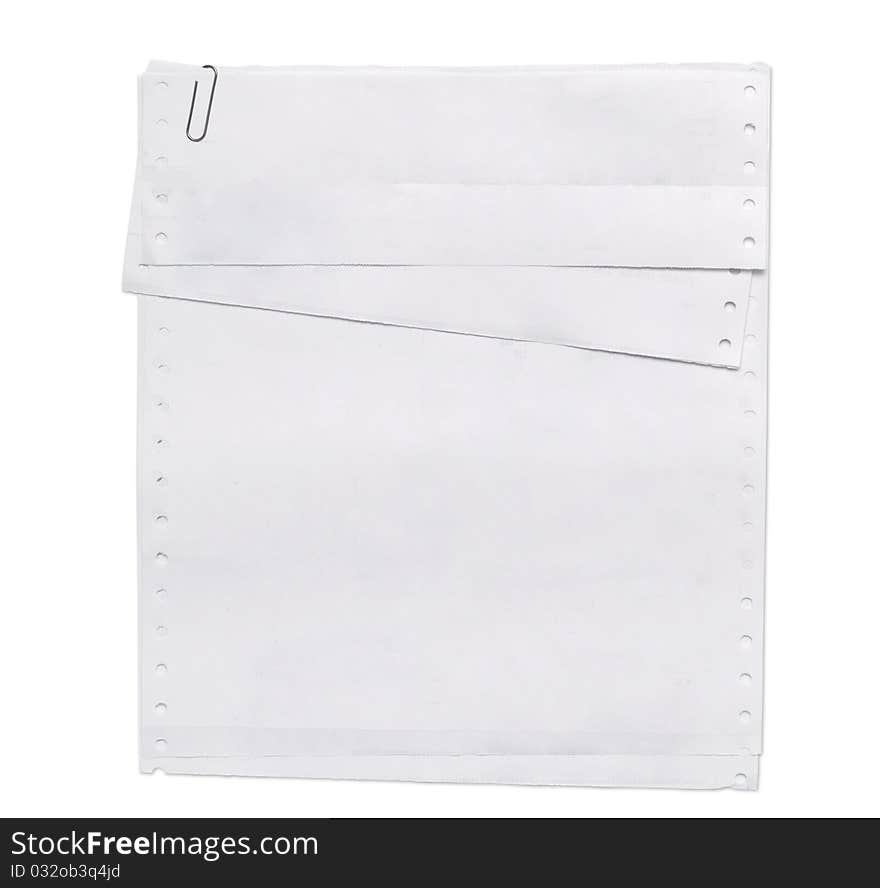 Sheets of perforated paper isolated on white