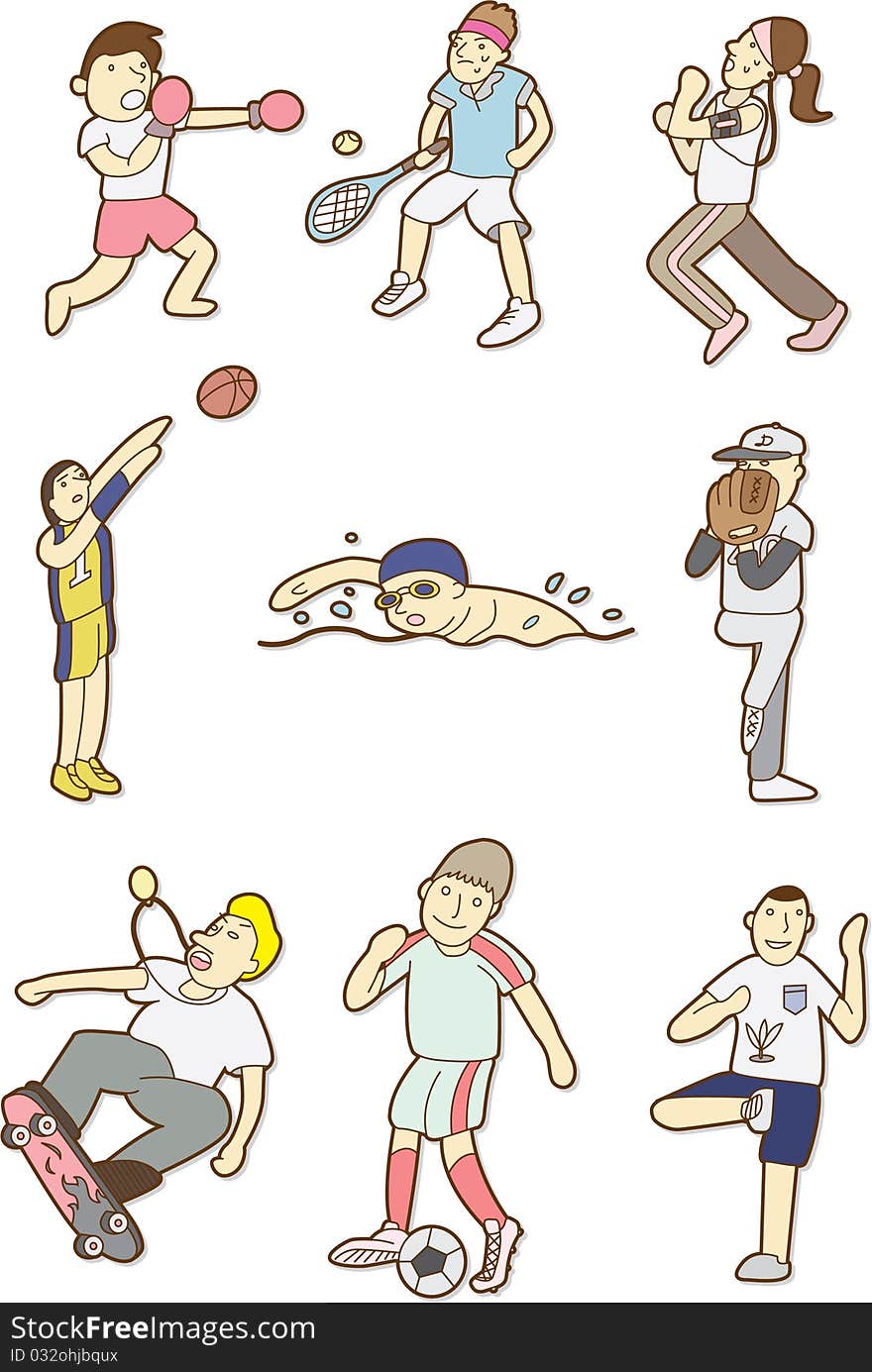 Doodle sport people,vector illustration