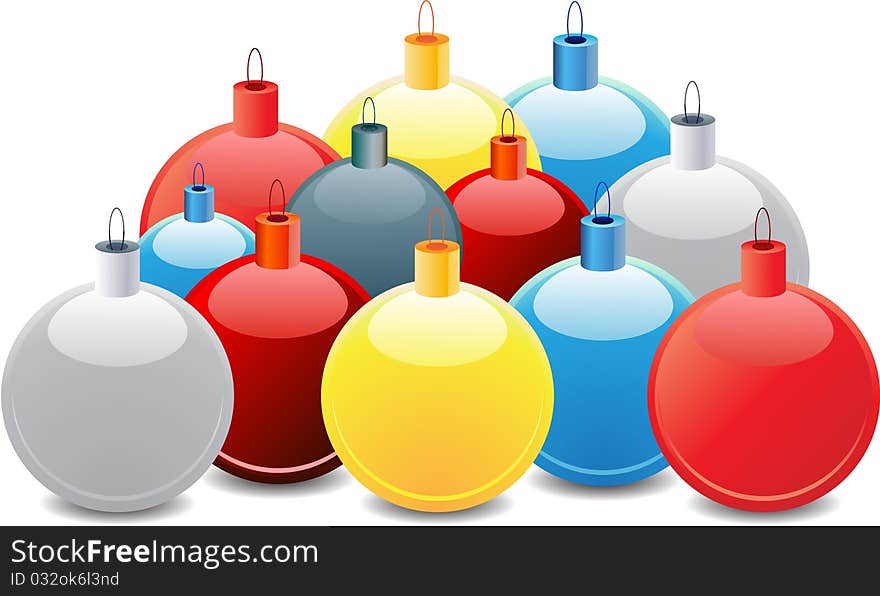 Colored Christmas balls set together