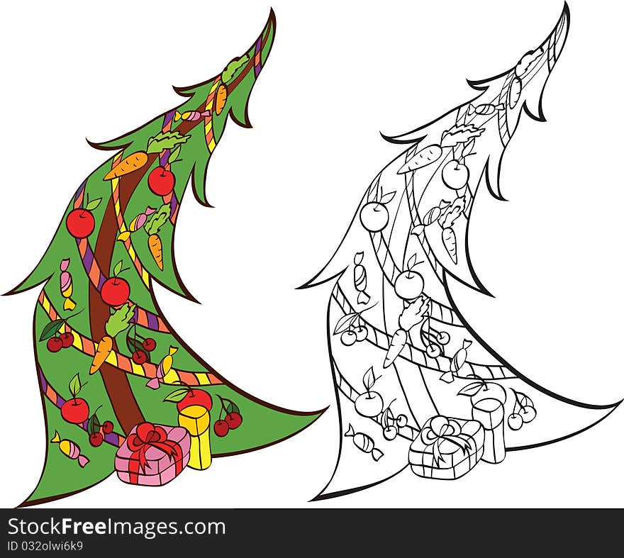 Decorative Christmas tree with gifts