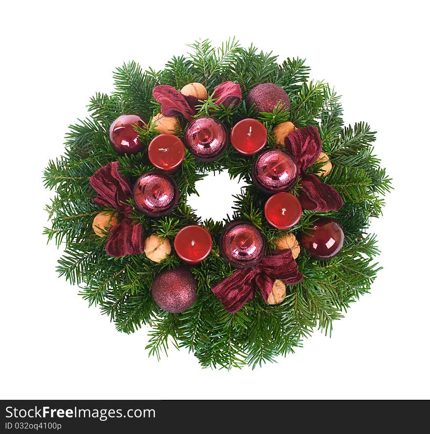 Christmas Wreath, isolated on white