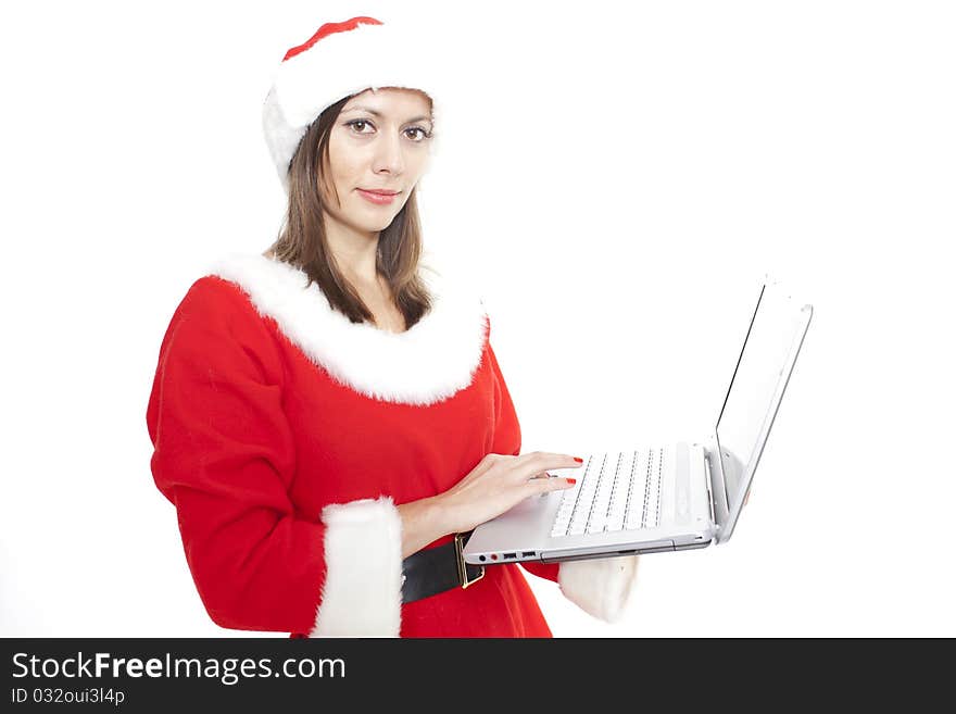 Christmas woman with laptop