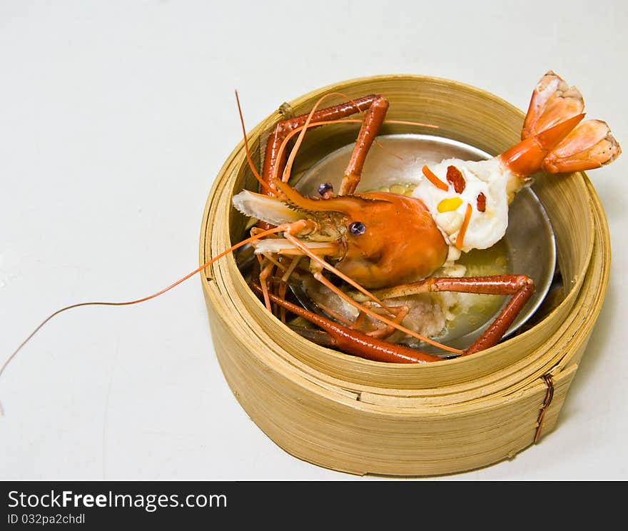 Chinese steamed shrimp dimsum in bamboo containers traditional cuisine. Chinese steamed shrimp dimsum in bamboo containers traditional cuisine