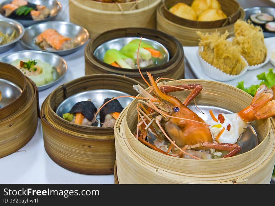 Assorted Dim Sum and food