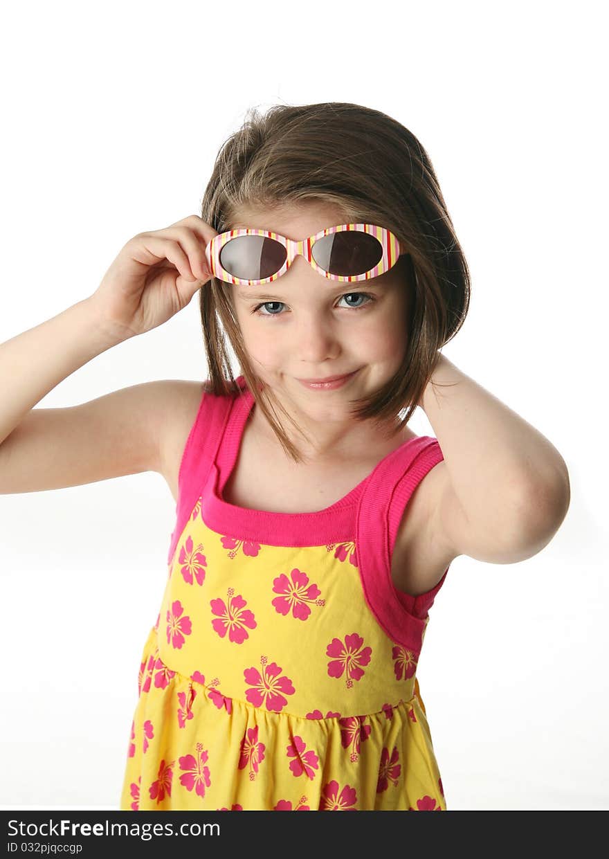 Young Girl With Sunglasses In Studio