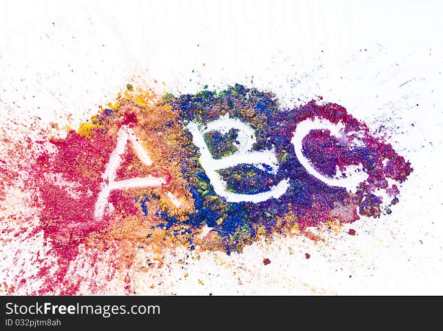 Makeup eyeshadow pigment against a white background in a studio environment