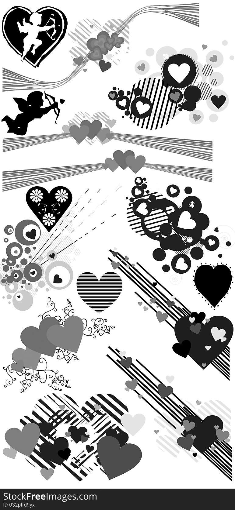 Graphic Vector heart silhouettes collection