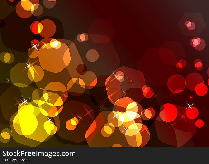 Sparkling festive red and yellow background with glow. Sparkling festive red and yellow background with glow