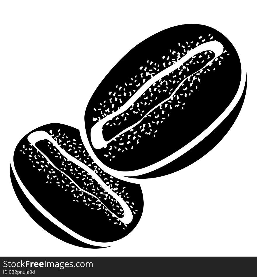 Two stylized coffee beans on white background. Two stylized coffee beans on white background