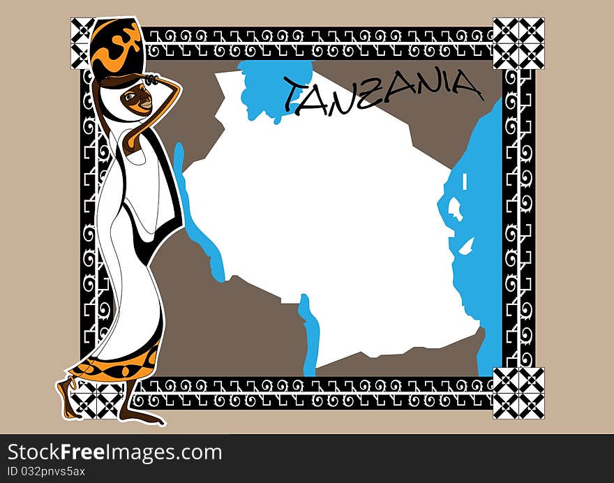 African on a map of Tanzania