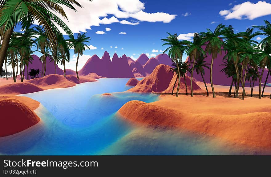 Colorful tropical landscape