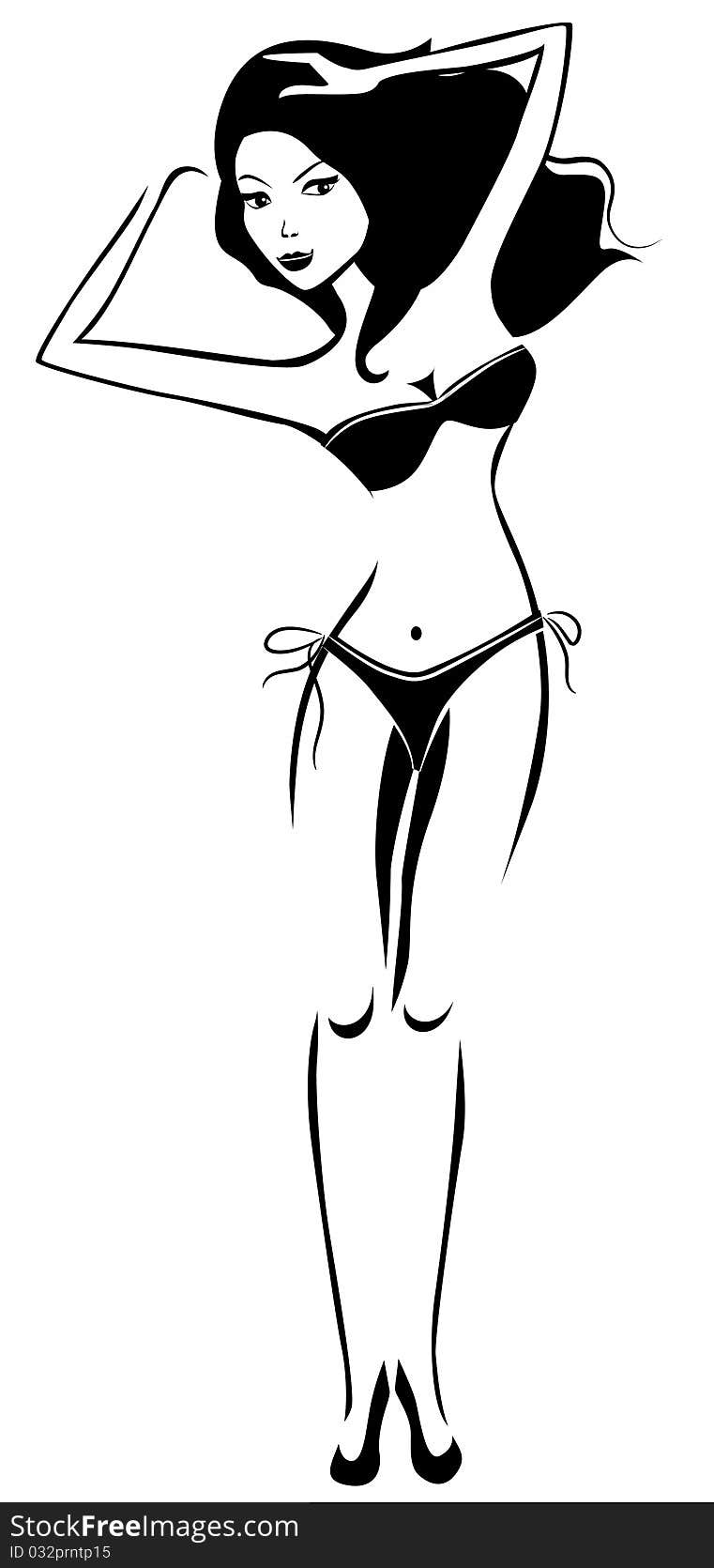 Silhouette of young woman in bikini standing. Silhouette of young woman in bikini standing