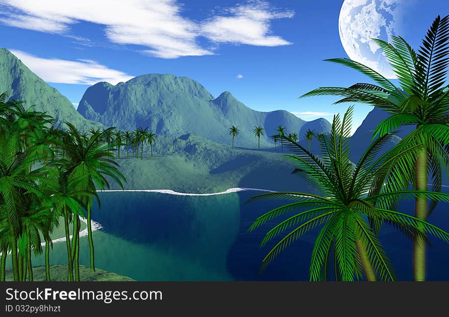 Colorful tropical landscape