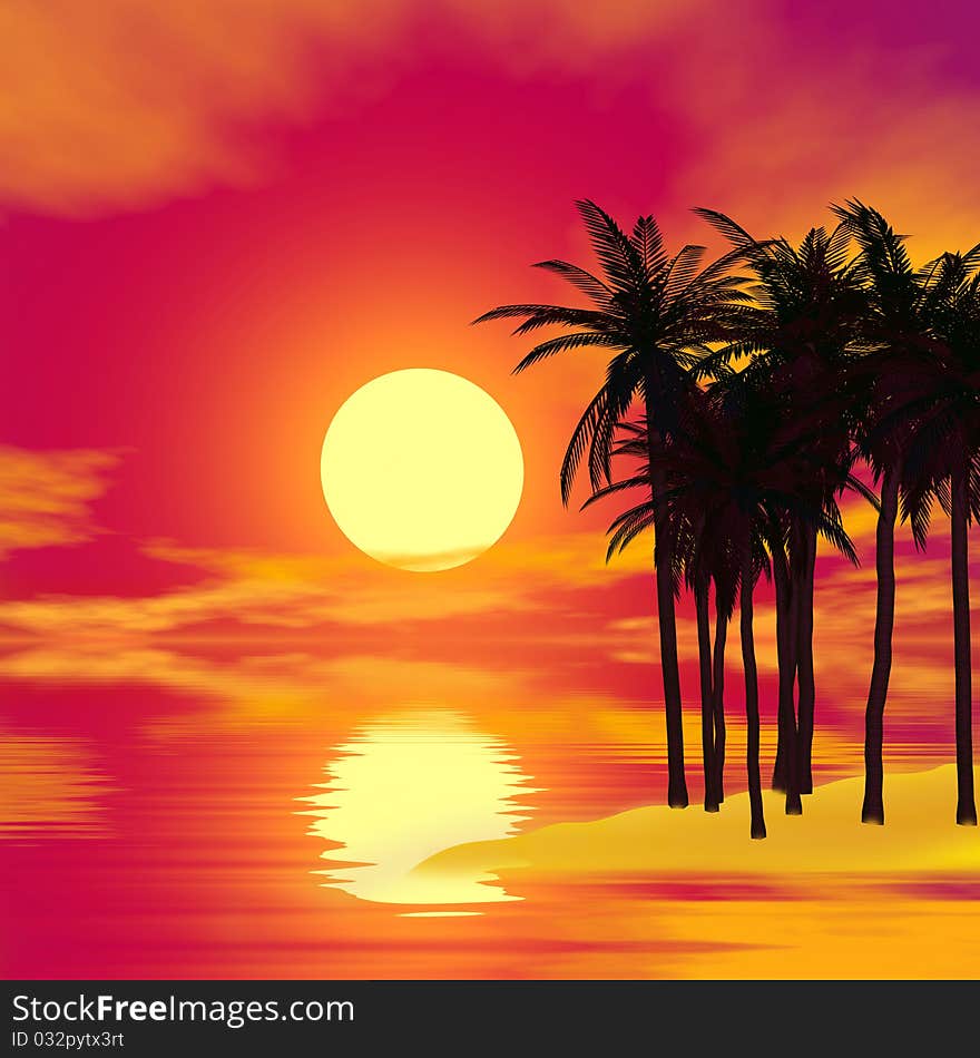 Very bright and colorful tropical landscape