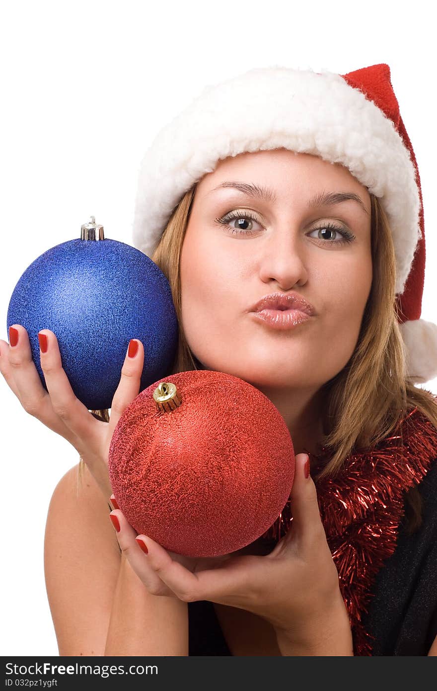 Smiling Women In Santa S Hat