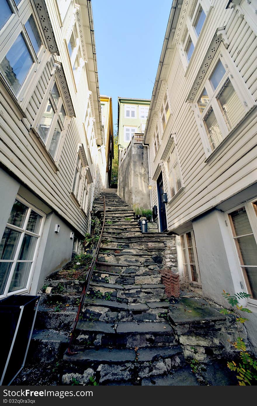 Wooden houses in an ancient part of the city of Bergen