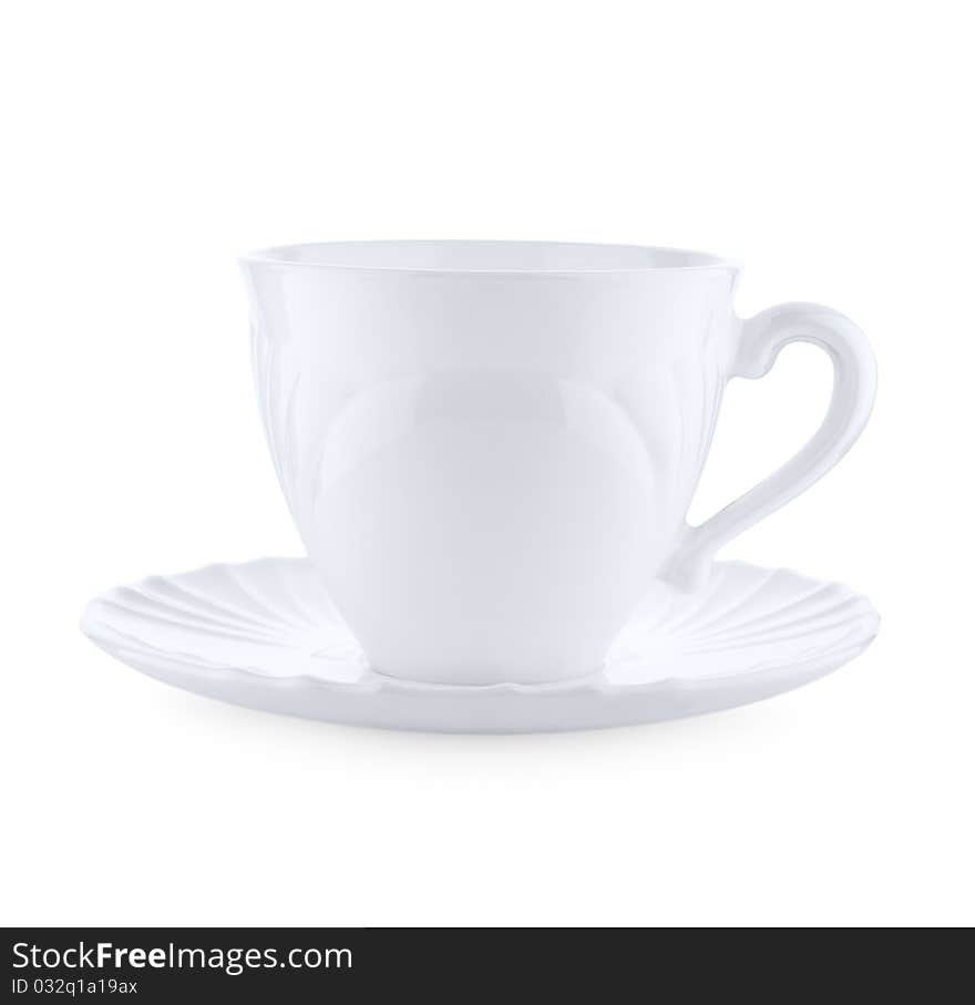 Cup on a plate isolated