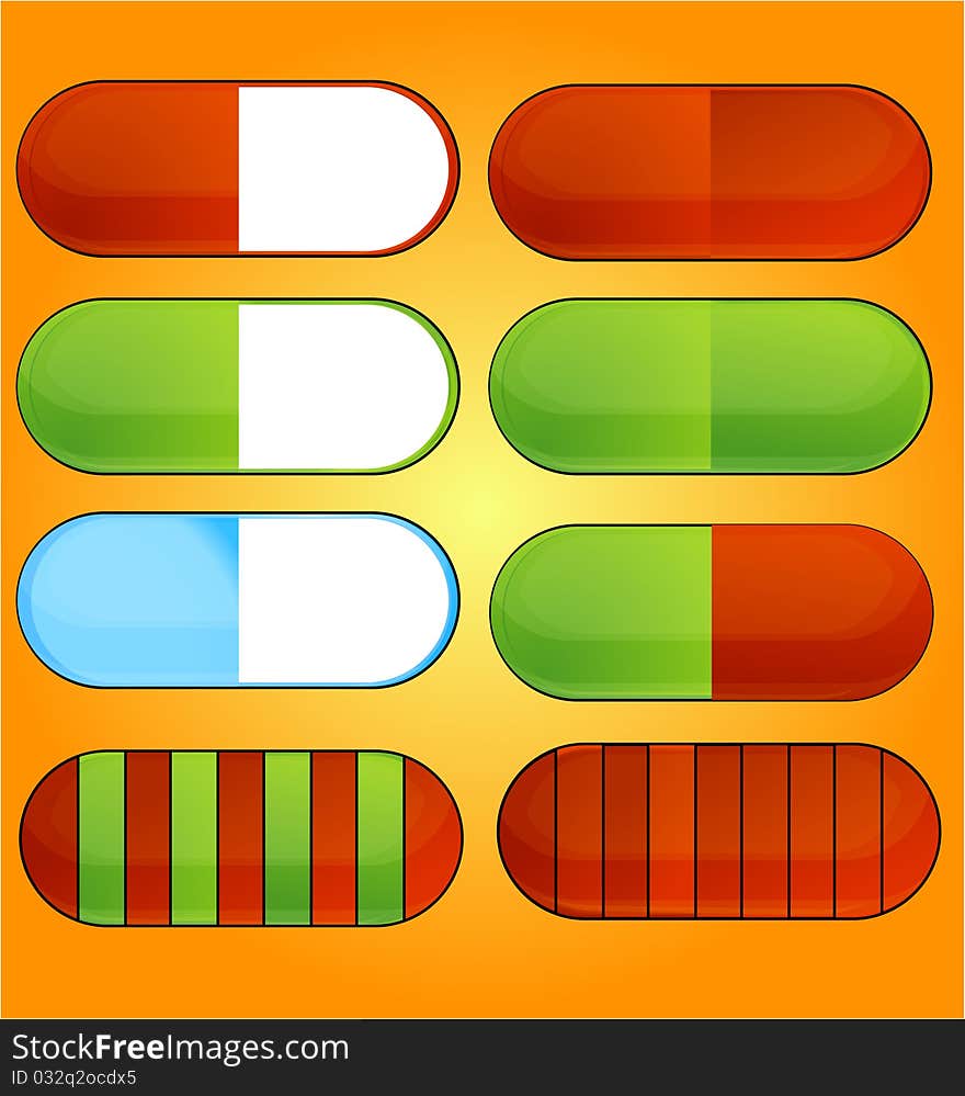 Colored medic icons pills set