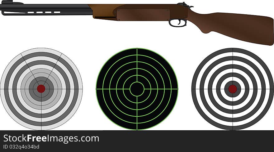 Sporting gun and targets. vector illustration