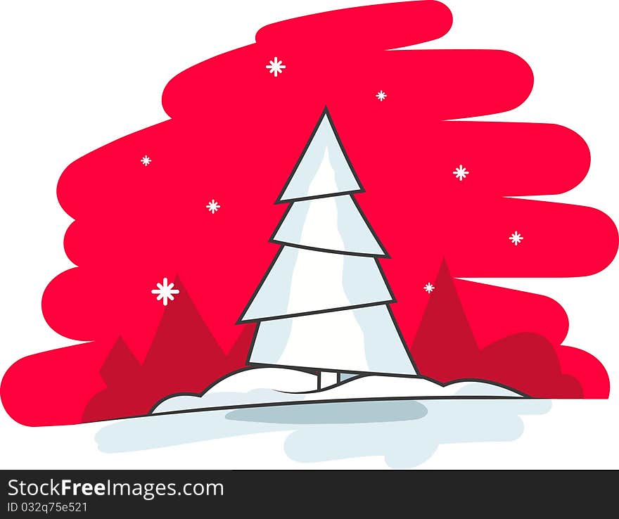 Christmas tree on a red background