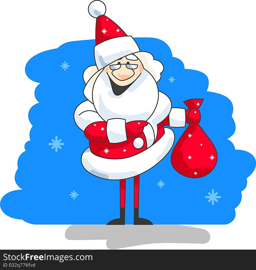 Funny Santa with a red sack