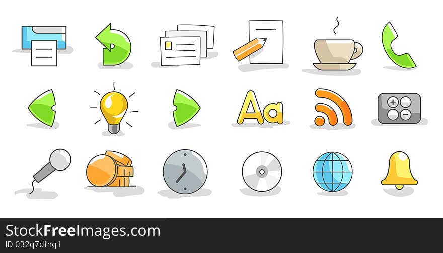 Set of icons on a white background