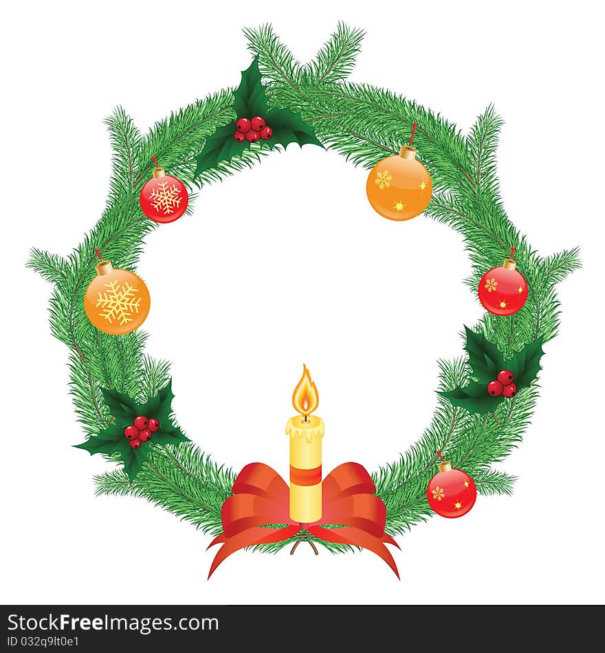 Christmas wreath,  illustration