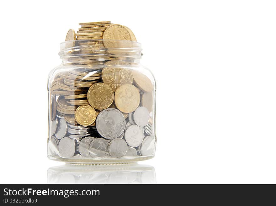 Coins in jar