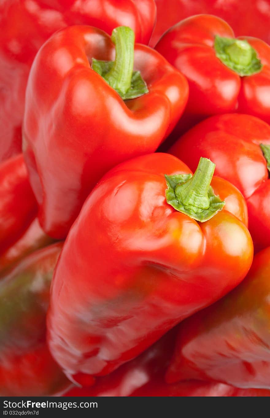 Studio shot of red horn peppers