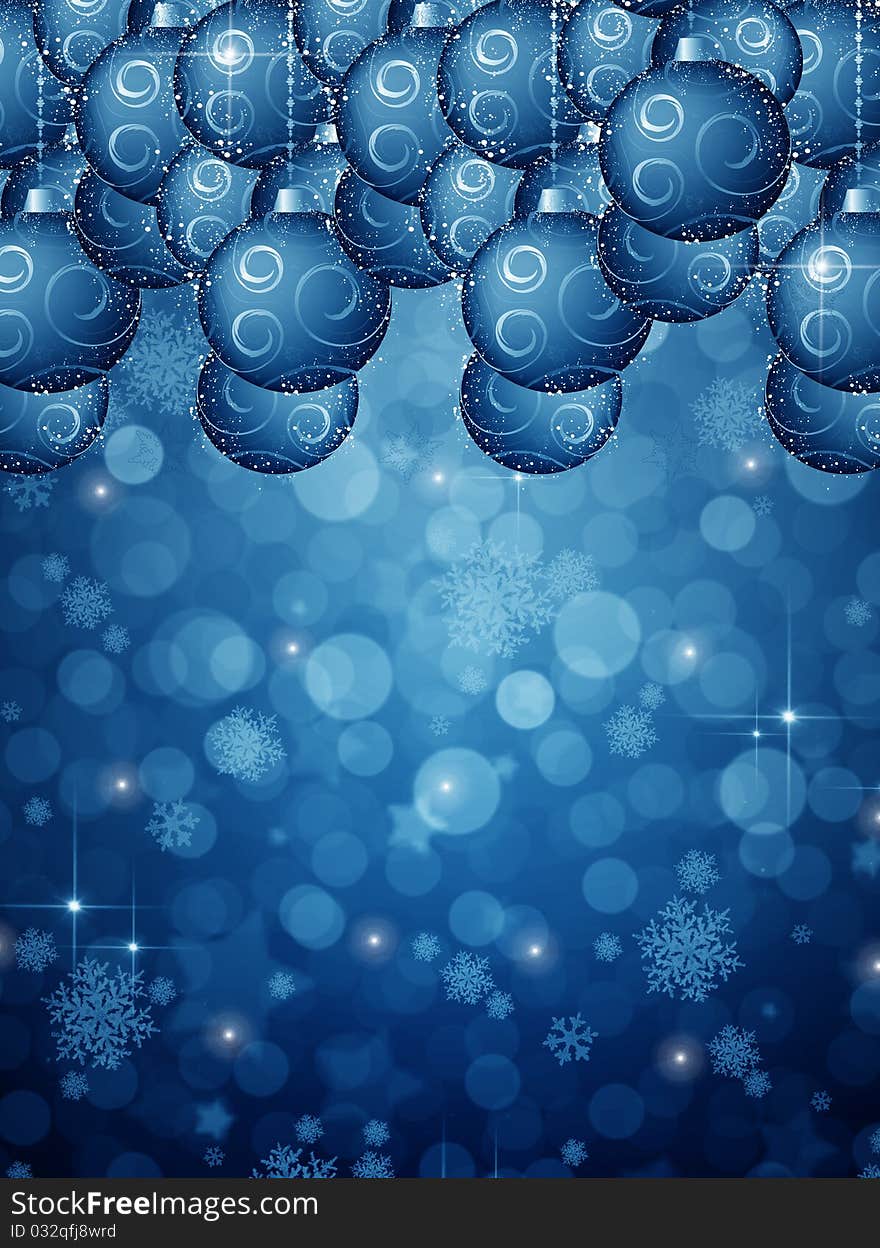 Christmas blue background with balls. Christmas blue background with balls