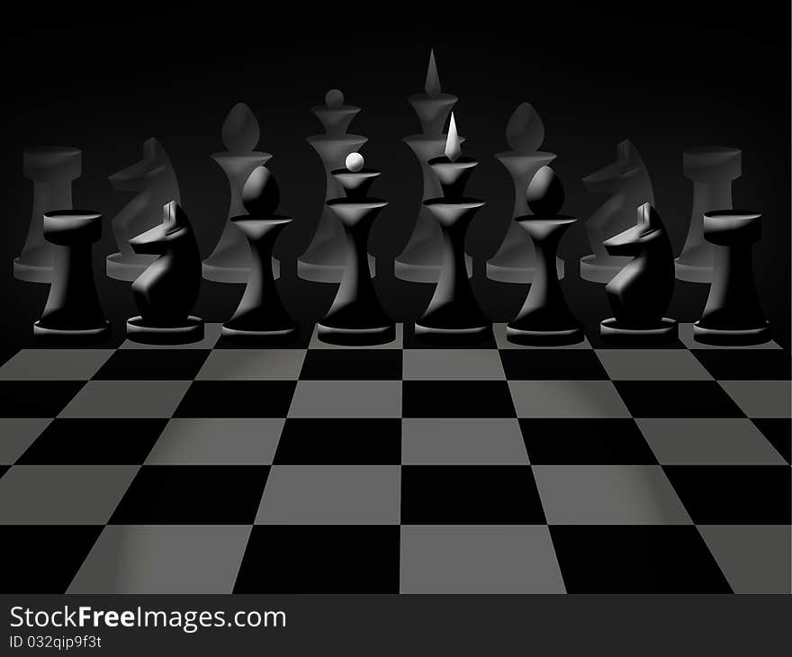 Chessmen On Chessboard