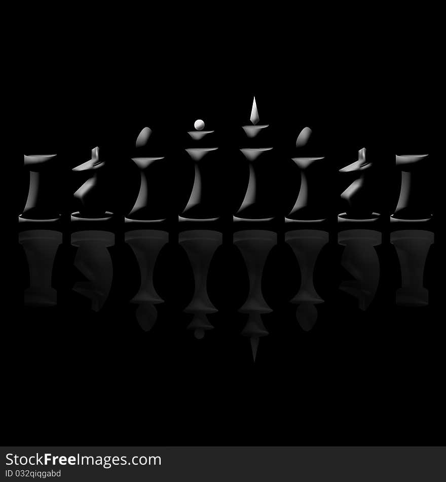 Composition of chessmen on black