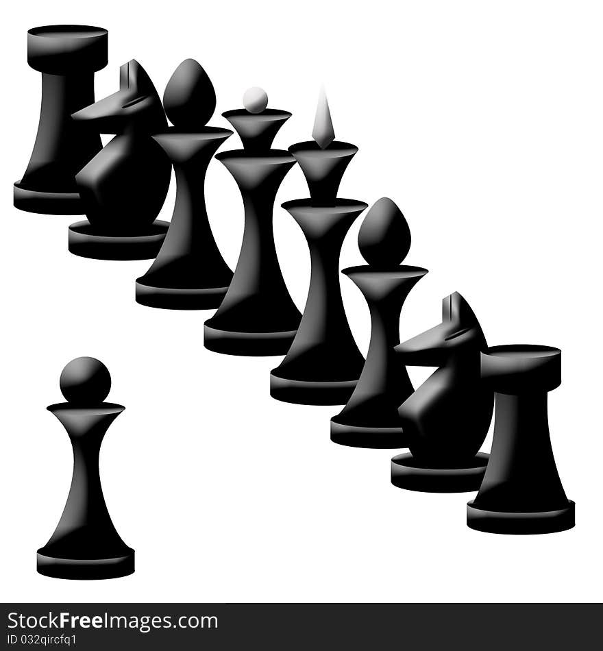 Composition of black chessmen