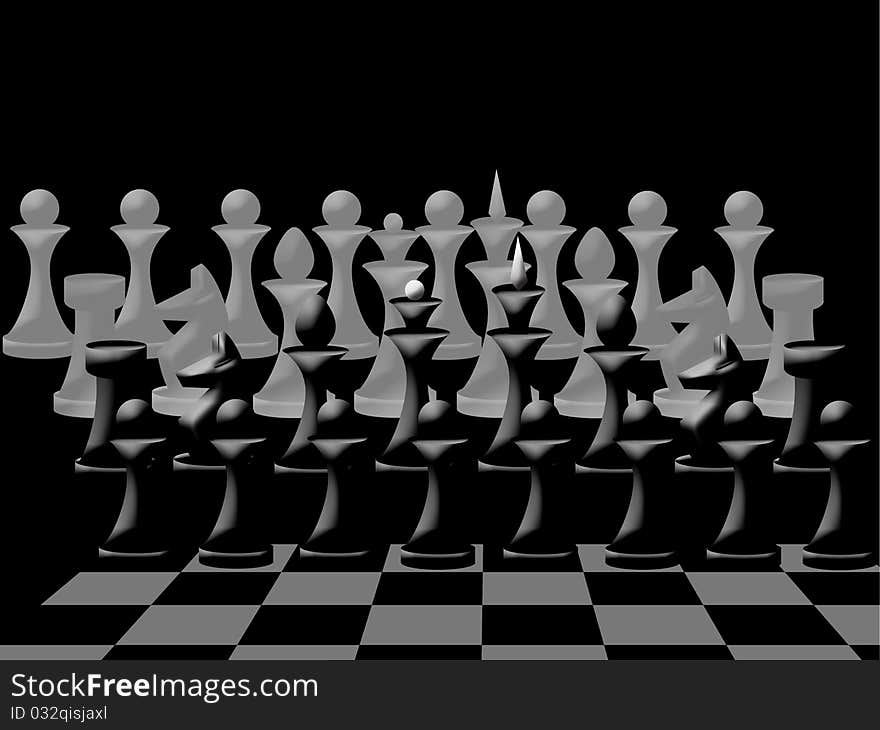 Composition of  chessmen on chessboard