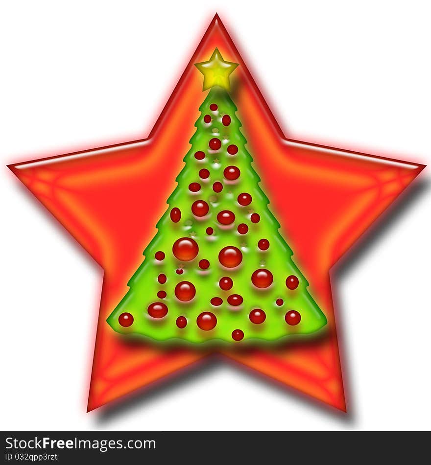 A Christmas Tree in a Red Star. A Christmas Tree in a Red Star