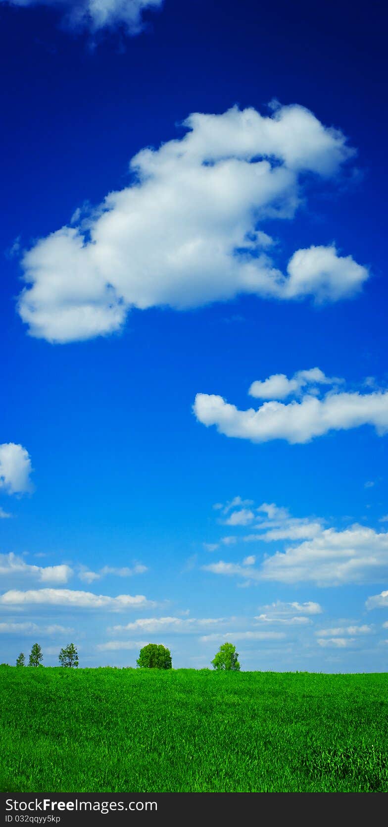 Field and sky wiyh clouds