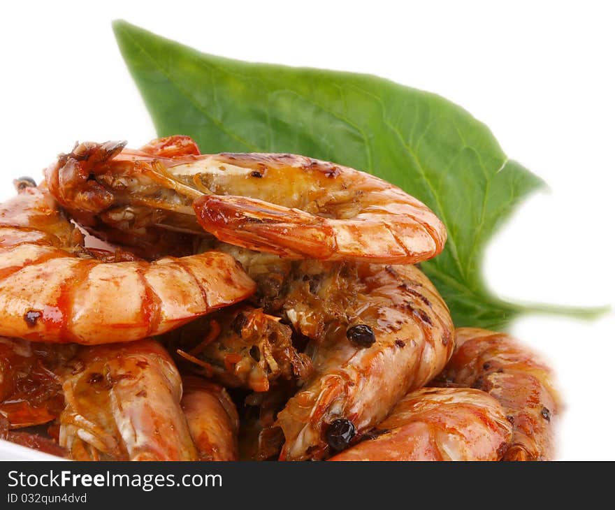 Fresh fried  tiger prawns