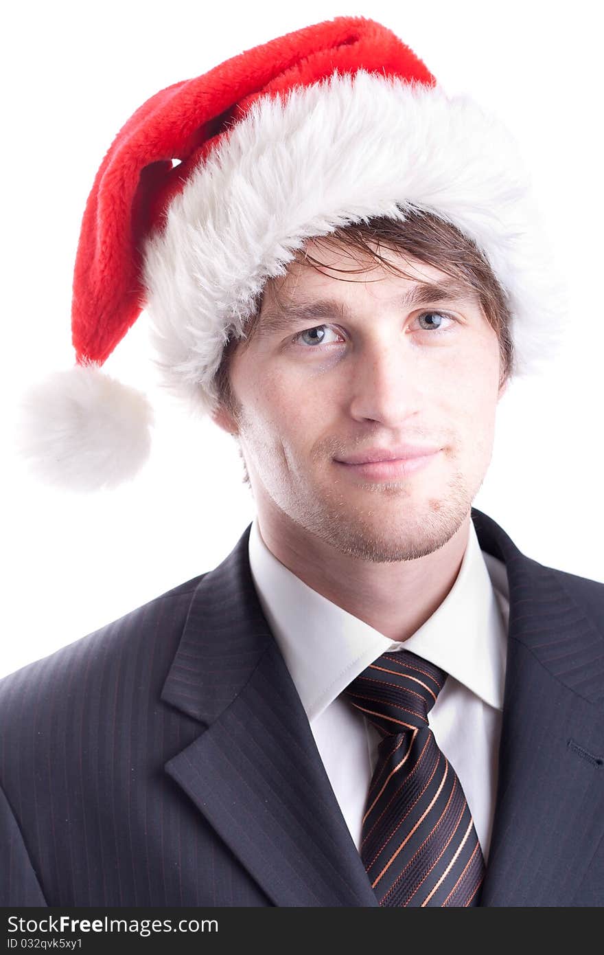 Business Man With Santa Hat