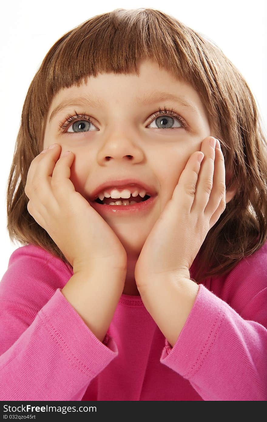 little girl portrait close up isolated on white. little girl portrait close up isolated on white