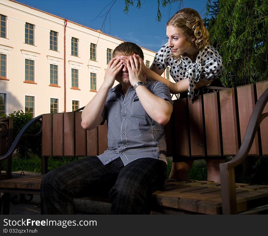 Playful young couple on a date. Playful young couple on a date