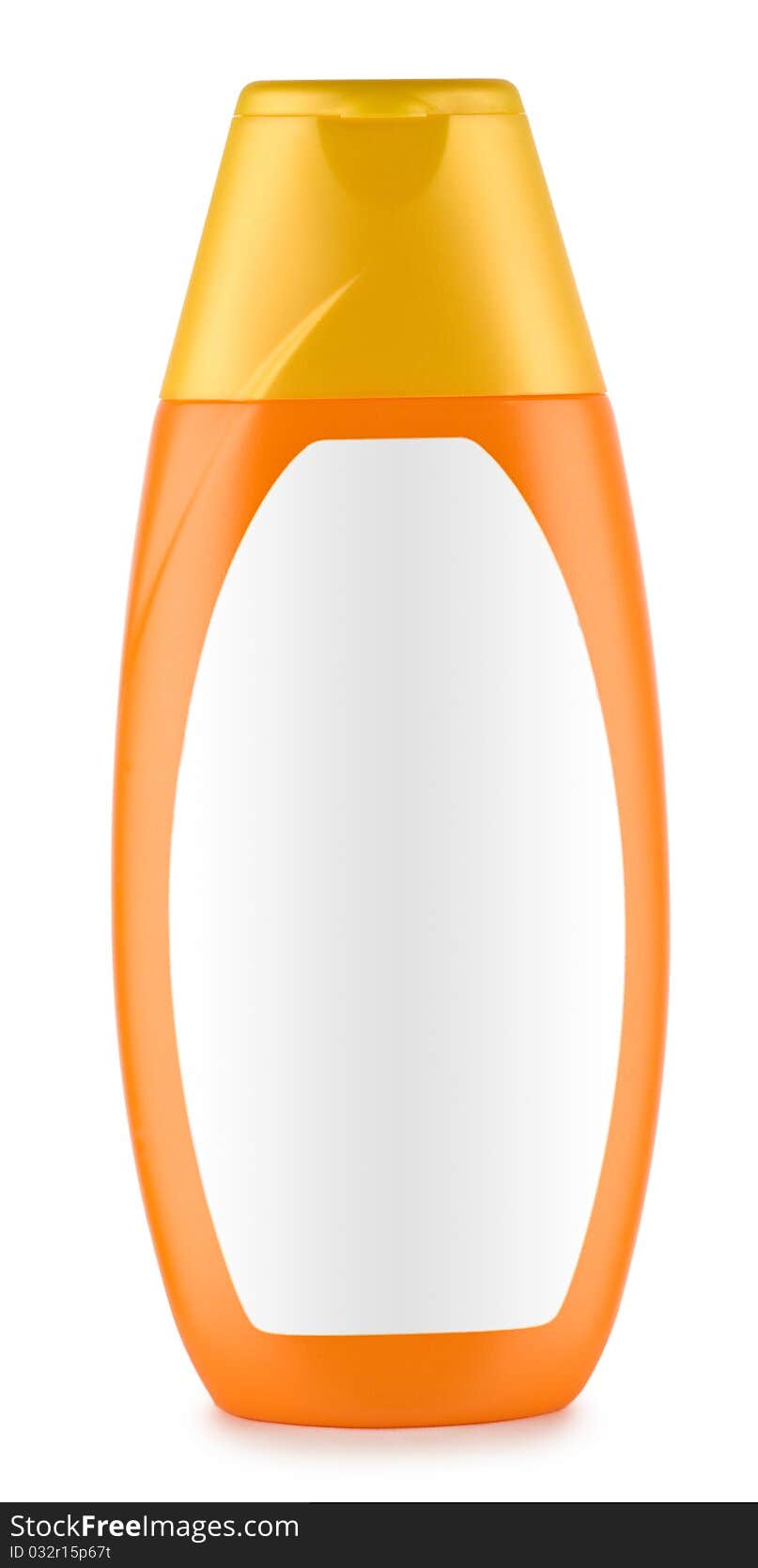 Orange bottle of shampoo  isolated on white background. Orange bottle of shampoo  isolated on white background