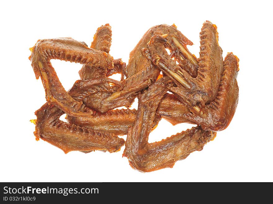 Chinese Braised Duck Wings On White Background