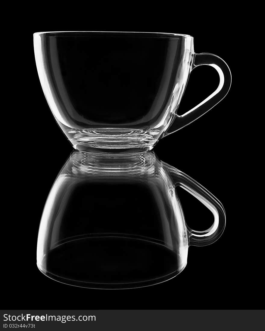 Transparent Cup With Reflection On Black