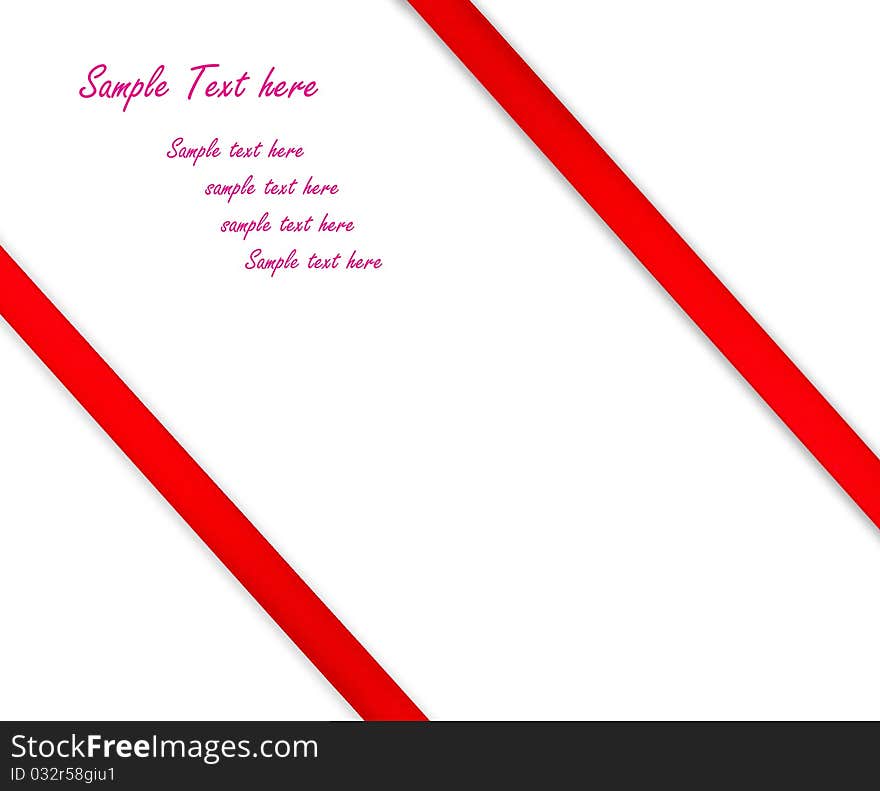 Red satin ribbon over white