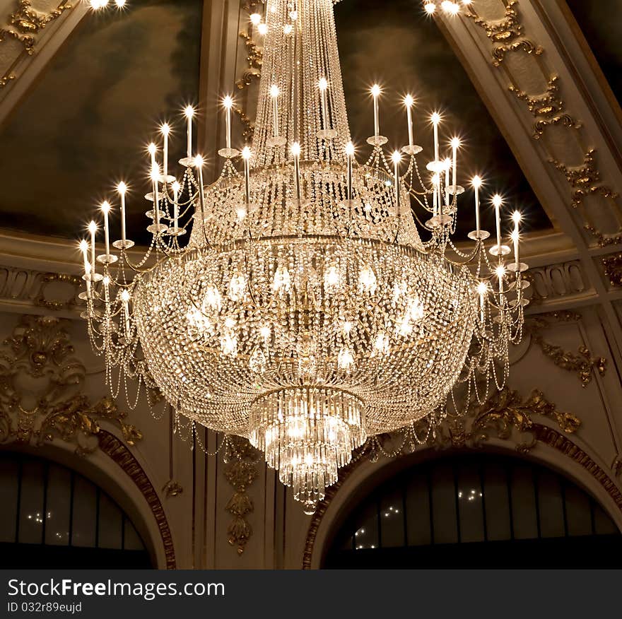 Vintage Crystal Lamp Inside Theater