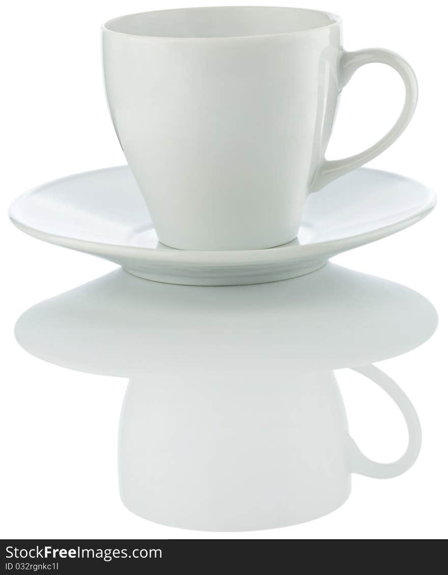 Cup on a plate isolated