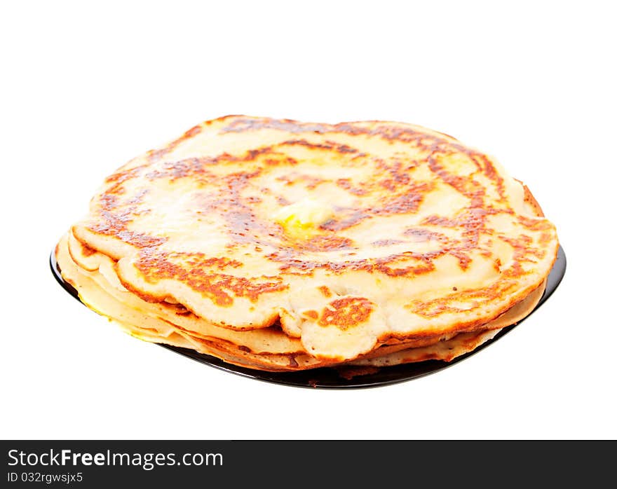 Fried pancakes, isolated.